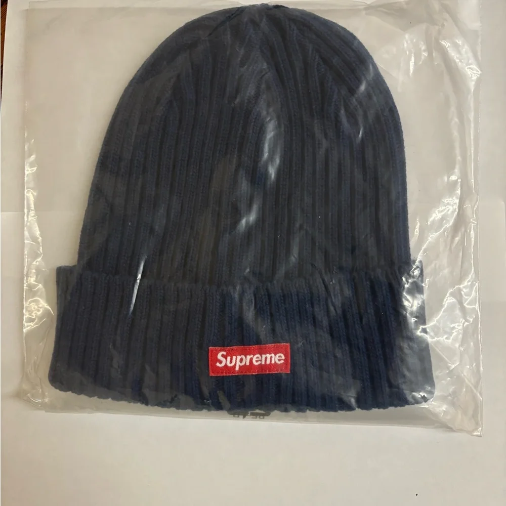 Supreme Navy Blue Beanie Overdyed SS25 - Picture 2 of 4